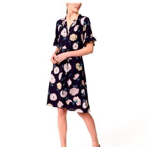 LOFT Floral Dress with Flutter Sleeves
